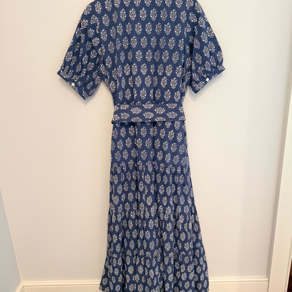 MAREA by Liz Joy short sleeve Maxi Dress in blue indigo print, size Small - Picture 7 of 11